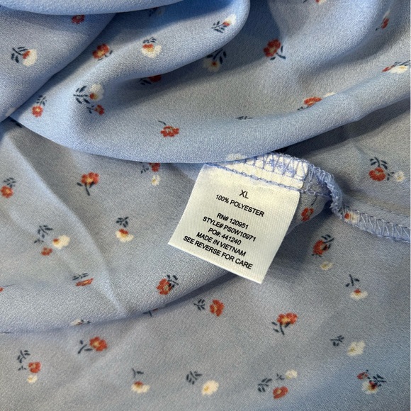 Hippie Rose Blue Cuffed Sleeve Tie Front Blouse - Picture 4 of 4